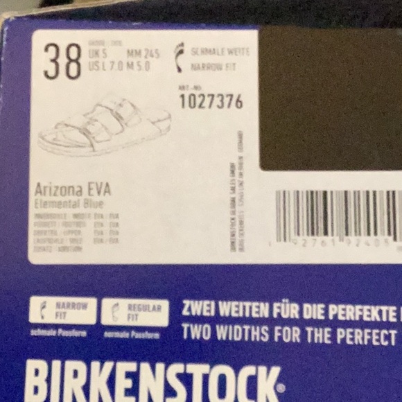 Birkenstock Arizona EVA Sandals - Elemental Blue New In Box Women Size 7/Men 5 - Picture 2 of 6